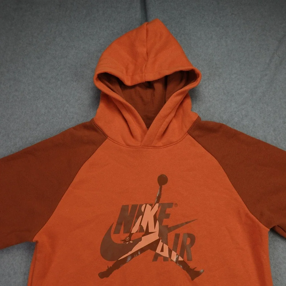 Jordan Hoodie Boys Youth XL Orange Brown Colorblock Jumpman Nike Air Pullover‎